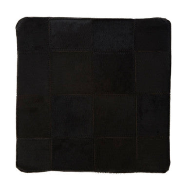 Safira Black Genuine Leather Pouffe with Stud Detail