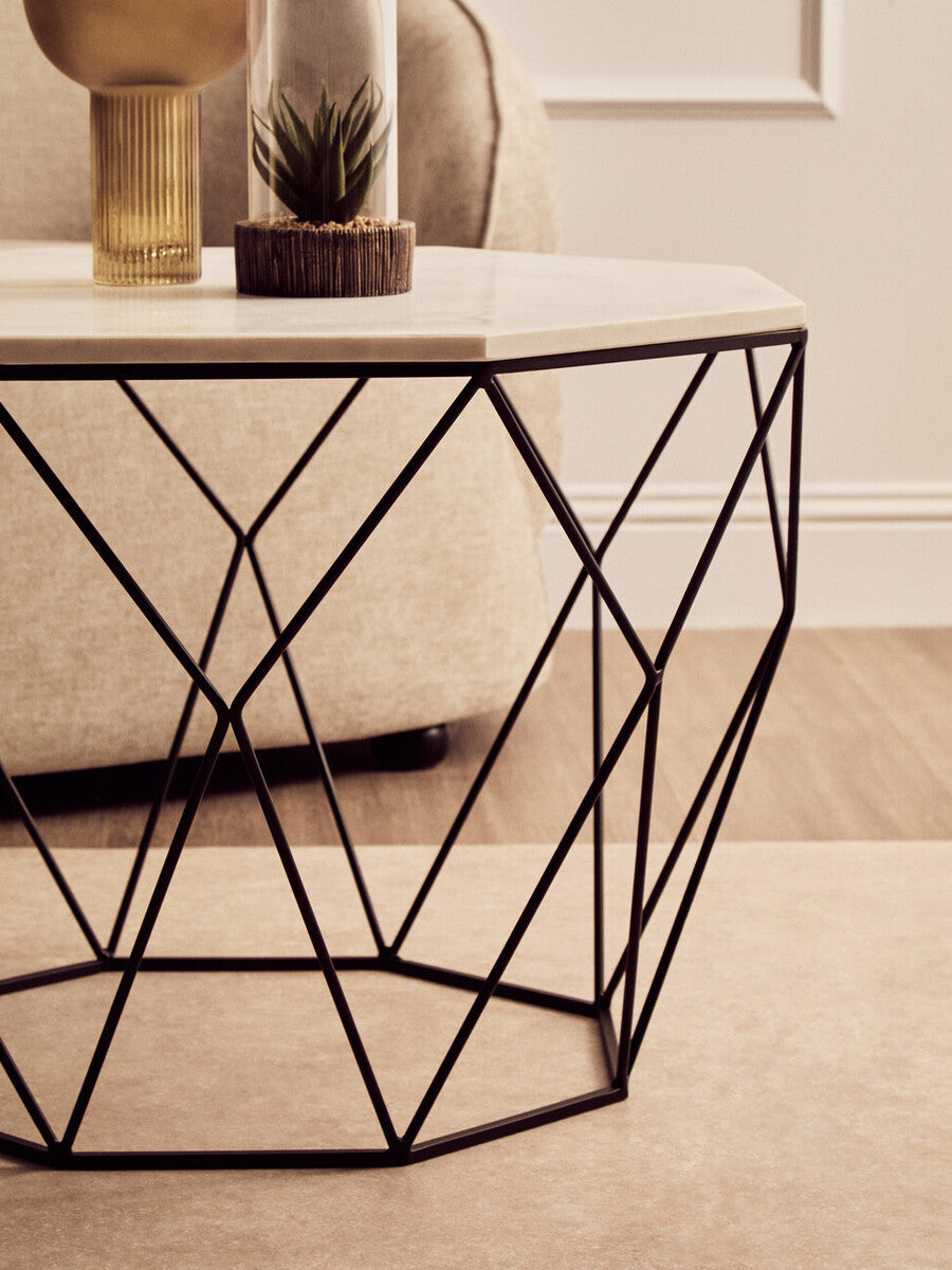 White Marble Top Octagon Table | Shalimar