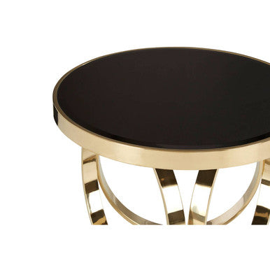 Black Mirrored Top Round Coffee Table, Ragusa
