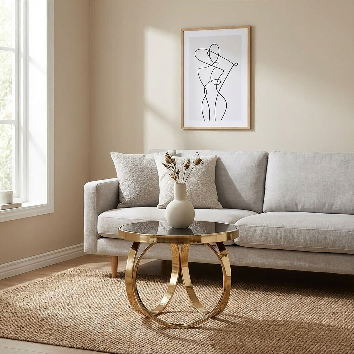 Black Mirrored Top Round Coffee Table, Ragusa