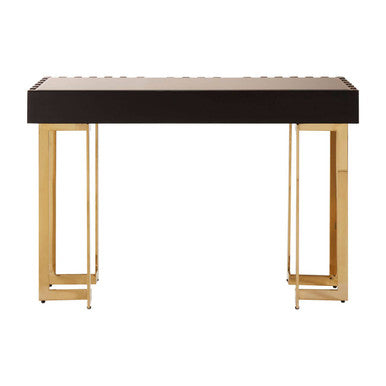 Gold Mirrored Top Console Table with 1 Storage Drawer and Gold Polished Stainless Steel Frame, Rivoli