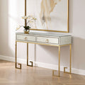 Gold Antique Mirrored Glass and Steel Frame Console Table with 2 Drawers | Rieti