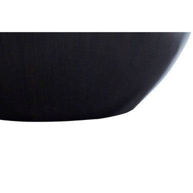 Natural Starburst Patterned Wood Top Round Ebony Console Table with Grey Bamboo Base, Gabo