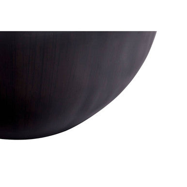 Natural Starburst Patterned Wood Top Round Ebony Small Console Table with Grey Bamboo Base, Gabo