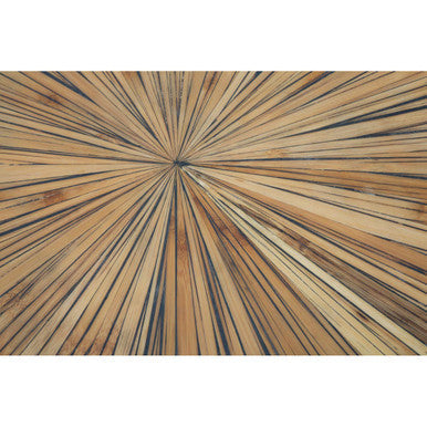 Natural Textured Bamboo Top Side Table with Silver Stainless Steel Frame, Gabar