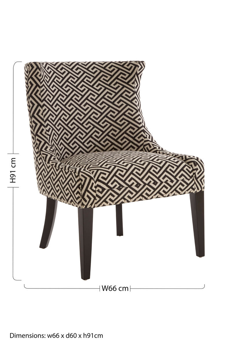 Regents Park Black Fabric Accent Chair with Wingback Design