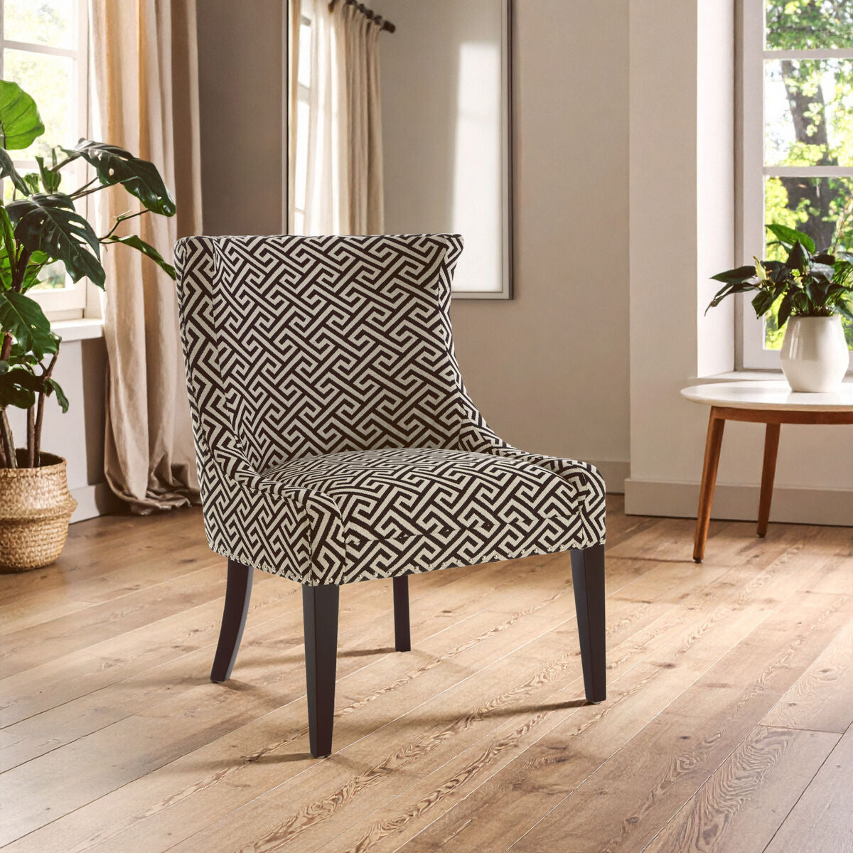 Regents Park Black Fabric Accent Chair with Wingback Design