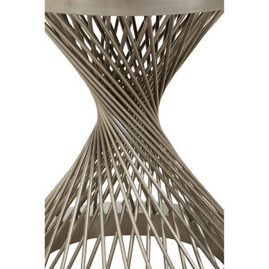Black Hourglass Top Side Table with Silver Stainless Steel Base, Anzio