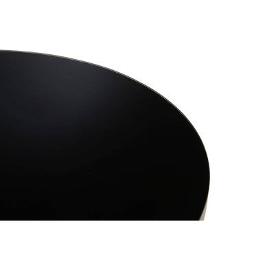 Anzio Black Glass Round Coffee Table with Silver Hourglass Base