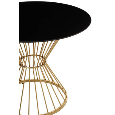 Hourglass Dining Table with Black Glass Top and Gold Base, Anzio