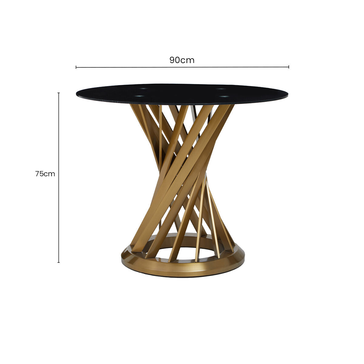 Black Glass Top and Gold Hourglass Base Dining Table, Anzio