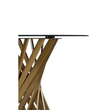 Black Glass Top and Gold Hourglass Base Dining Table, Anzio