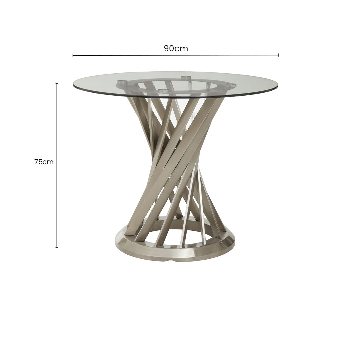Anzio Clear Glass Round Dining Table with Brushed Silver Base
