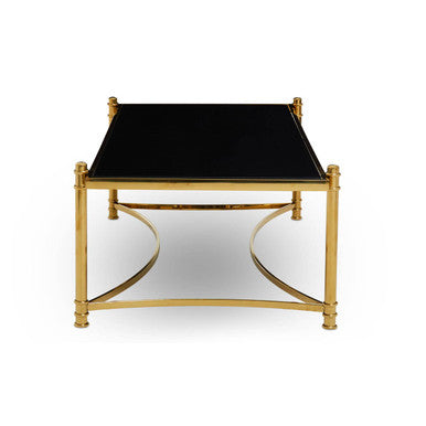 Ackley Gold Stainless Steel Coffee Table with Black Glass Top