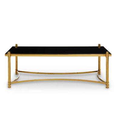 Ackley Gold Stainless Steel Coffee Table with Black Glass Top