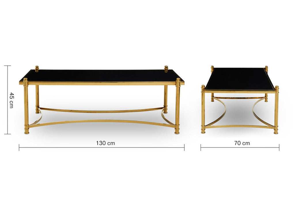 Ackley Gold Stainless Steel Coffee Table with Black Glass Top