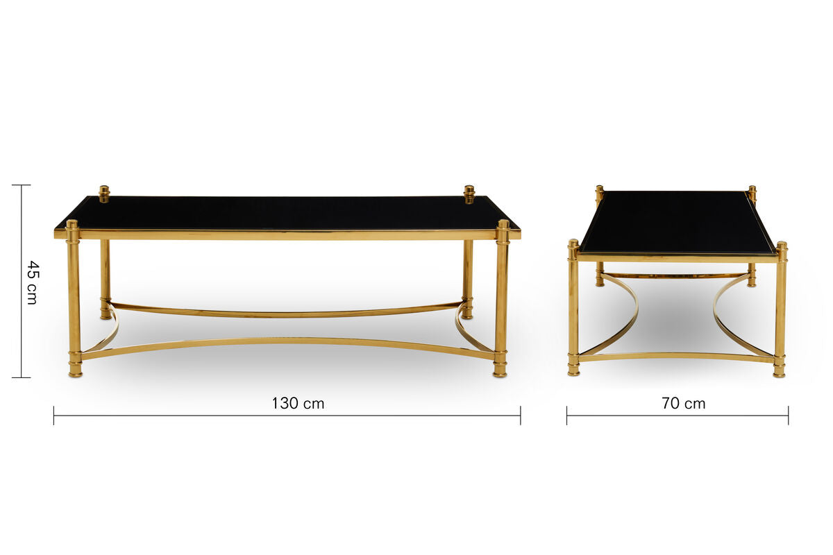 Ackley Gold Stainless Steel Coffee Table with Black Glass Top