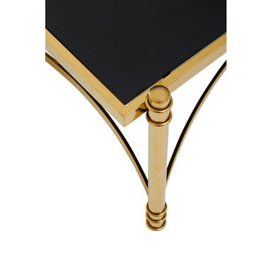 Ackley Gold Stainless Steel Coffee Table with Black Glass Top