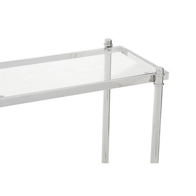 Silver Stainless Steel Base Console Table with Clear Glass Top, Ackley