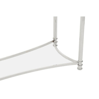 Silver Stainless Steel Base Console Table with Clear Glass Top, Ackley