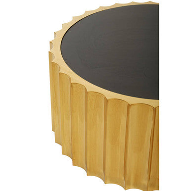 Black Glass Top and Titanium Base Round Coffee Table, Alvaro
