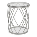 Ackley Silver Metal  Side Table with Clear Glass Top