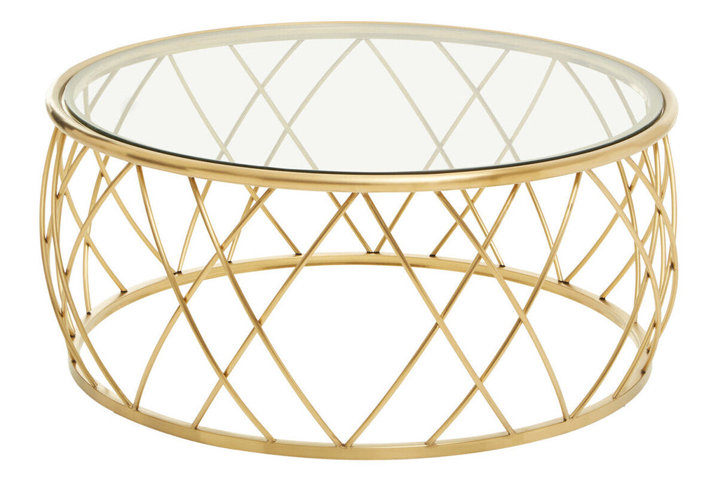 Ackley Gold Metal  Coffee Table with Clear Glass Top