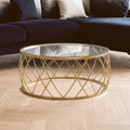 Ackley Gold Metal  Coffee Table with Clear Glass Top