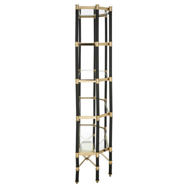 Allessi Champagne Stainless Steel 5 Tier Glass Shelf Unit with Black Frame