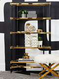Allessi Champagne Stainless Steel 5 Tier Glass Shelf Unit with Black Frame
