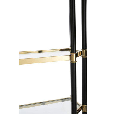 Allessi Champagne Stainless Steel 5 Tier Glass Shelf Unit with Black Frame