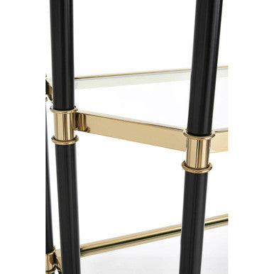 Allessi Champagne Stainless Steel 5 Tier Glass Shelf Unit with Black Frame