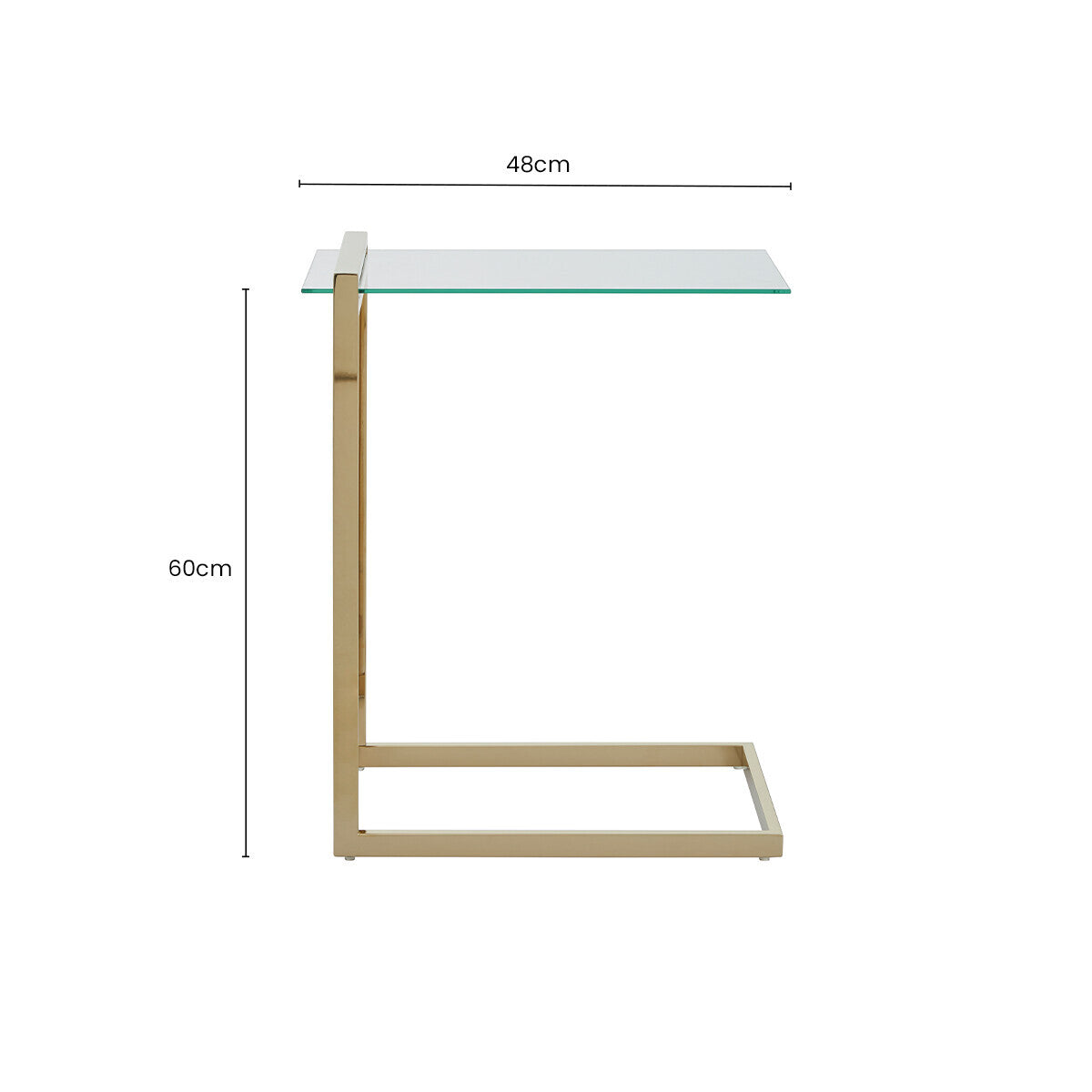 Gold Warm Metallic Finish End Table with Clear Tempered Glass Top, Oria