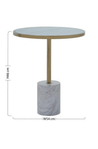 Gold Frame T-Shape End Table with White Marble Top | Oria