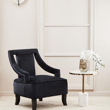 Gold Frame T-Shape End Table with White Marble Top, Oria