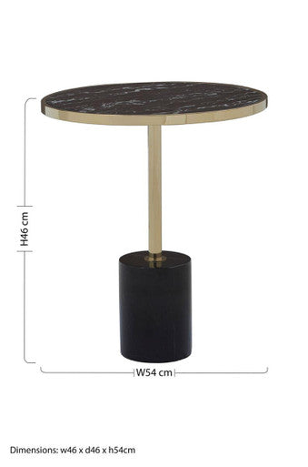 Gold Frame T-Shape End Table with Black Marble Top | Oria
