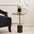 Gold Frame T-Shape End Table with Black Marble Top | Oria
