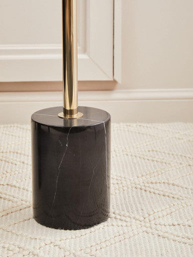 Gold Frame T-Shape End Table with Black Marble Top | Oria