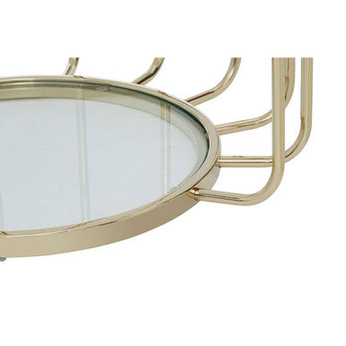 Gold Finish Metallic Frame Side Table with Tempered Glass Top, Oria