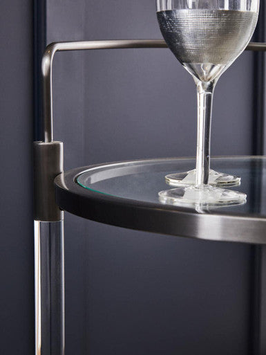 2 Tier Glass Top Trolley with Silver Frame, Oria