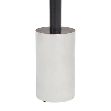 Black and Silver Powder-Coated T-Shape End Table with Clear Glass Top | Oria