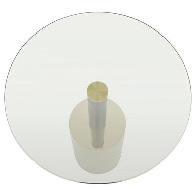 Black and Gold Powder-Coated T-Shape End Table with Clear Glass Top | Oria