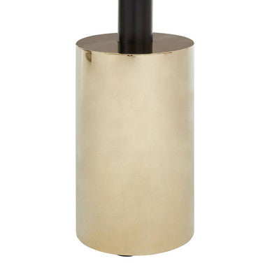 Black and Gold Powder-Coated T-Shape End Table with Clear Glass Top, Oria