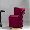 Bola Wine Velvet Swivel Chair with Button Tufting