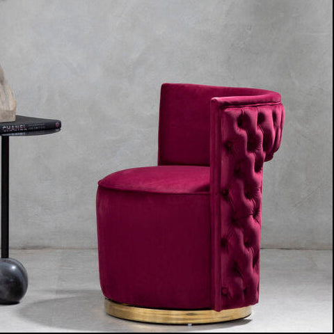 Bola Red Wine Velvet Swivel Chair