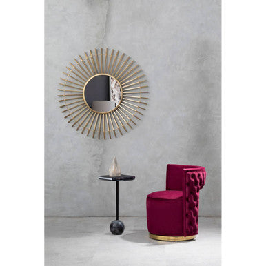 Bola Wine Velvet Swivel Chair with Button Tufting