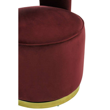 Bola Wine Velvet Swivel Chair with Button Tufting