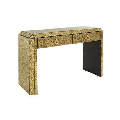 Antique Mirror Console Table with 2 Drawers in Gold Finish, Komo