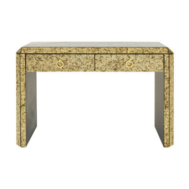 Antique Mirror Console Table with 2 Drawers in Gold Finish, Komo