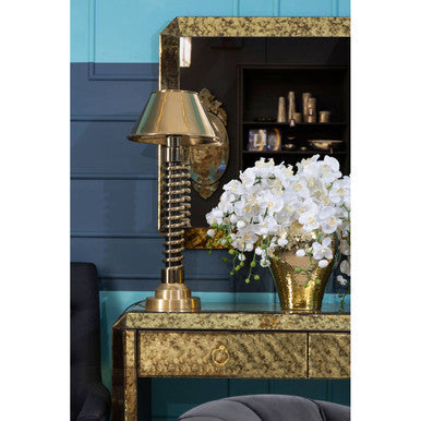 Antique Mirror Console Table with 2 Drawers in Gold Finish, Komo
